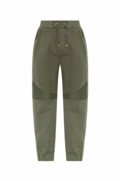 Balmain GREEN Pants with appliqué