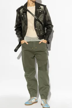 Balmain GREEN Pants with appliqué