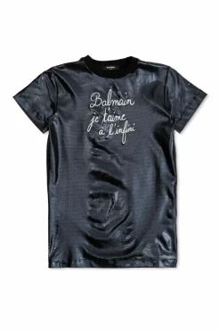 Balmain Kids BLACK Dress with embroidery