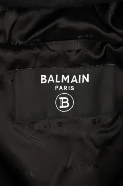 Balmain Kids BLACK Wool jacket with hood