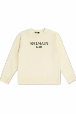 Balmain Kids cream Sweater with logo