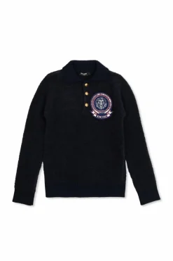 Balmain Kids NAVY BLUE Sweater with patch