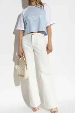 Balmain light blue Short loose-fit t-shirt