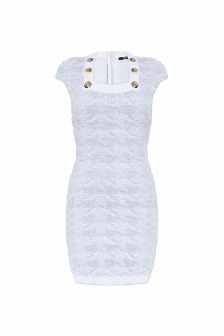 Balmain light blue Tweed dress with lurex thread