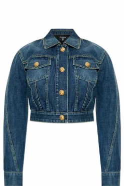 Balmain NAVY BLUE Short denim jacket