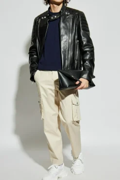 Balmain NAVY BLUE Sweater with snap fastening on the shoulder