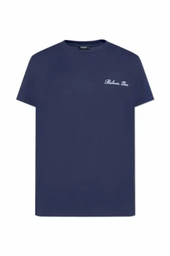 Balmain NAVY BLUE T-shirt with embroidered logo