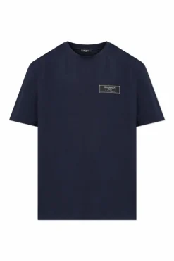 Balmain NAVY BLUE T-shirt with logo