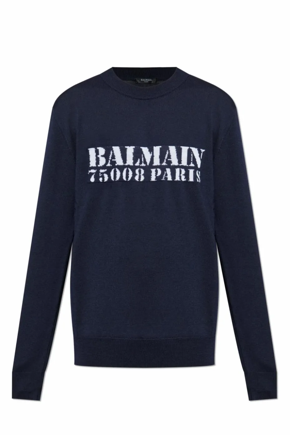 Balmain NAVY BLUE Wool sweater with logo