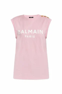 Balmain PINK Top with printed logo