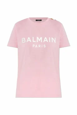Balmain PINK T-shirt with appliqués