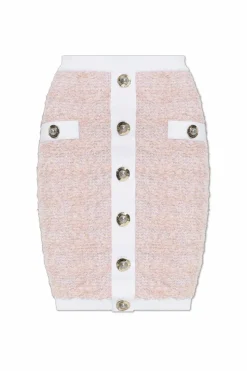 Balmain PINK Tweed skirt with lurex thread