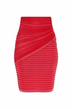 Balmain RED Ribbed skirt
