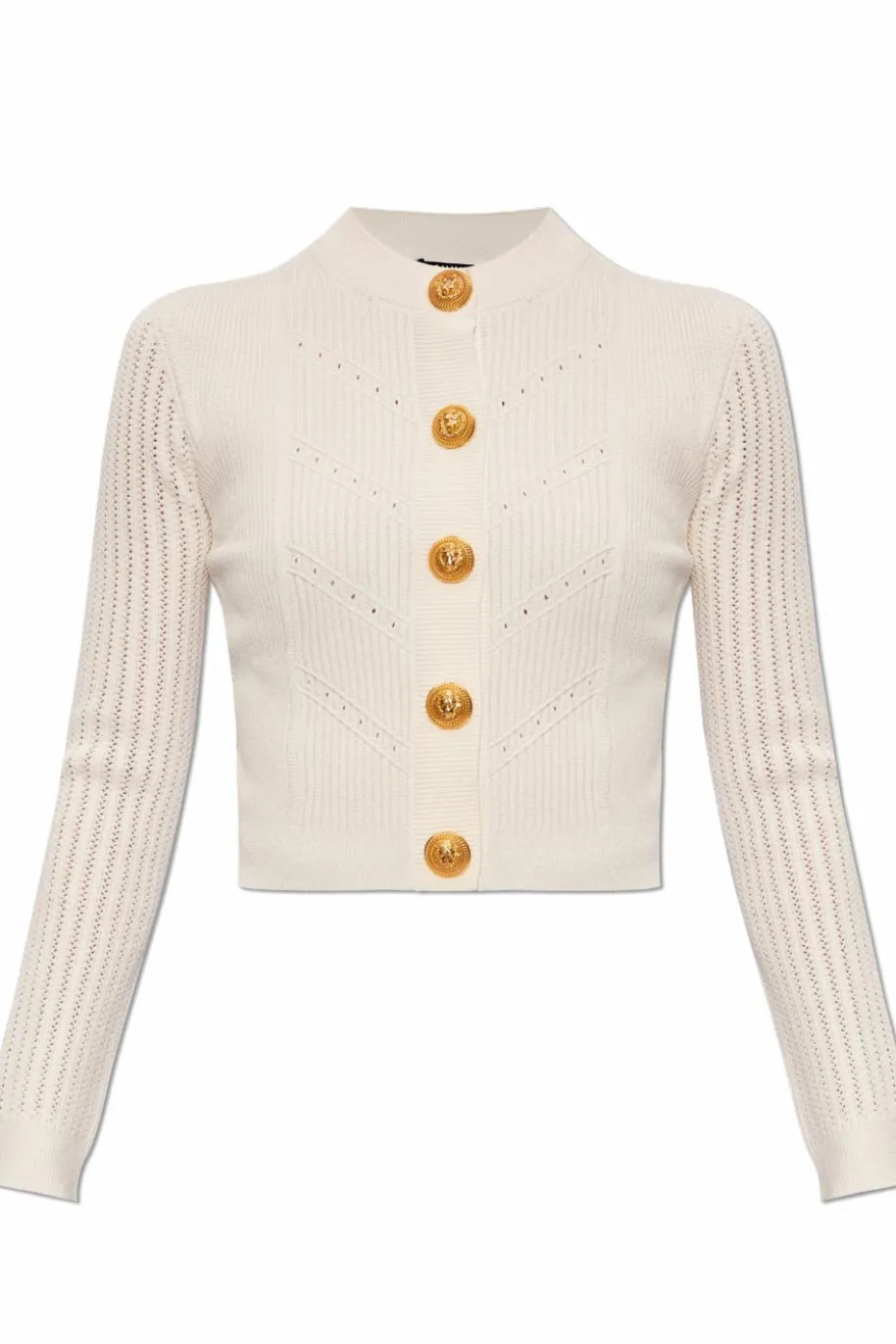 Balmain WHITE Cardigan with Decorative Buttons