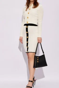 Balmain WHITE Cardigan with Decorative Buttons