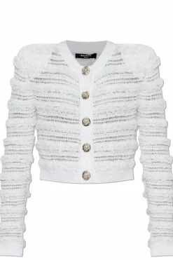 Balmain WHITE Cardigan with decorative buttons