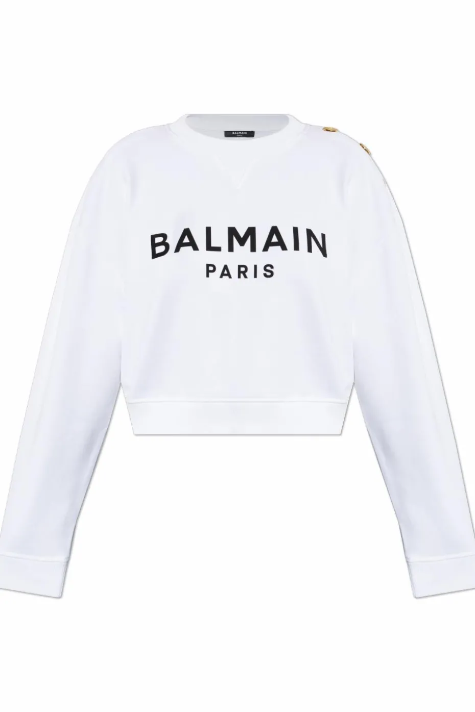 Balmain WHITE Cropped sweatshirt with printed logo
