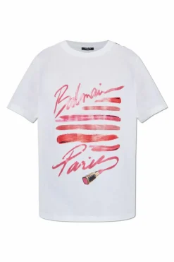 Balmain WHITE Oversized T-shirt with print