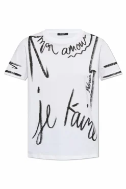Balmain WHITE Printed T-shirt