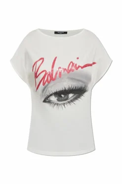 Balmain WHITE Printed T-shirt