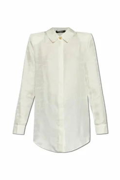 Balmain WHITE Satin shirt with monogram