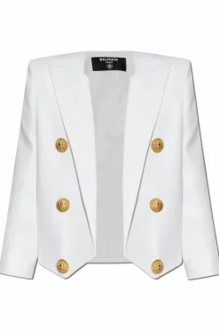 Balmain WHITE Short jacket with decorative appliquƩs