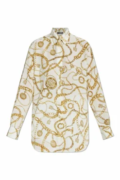 Balmain WHITE Silk shirt with print