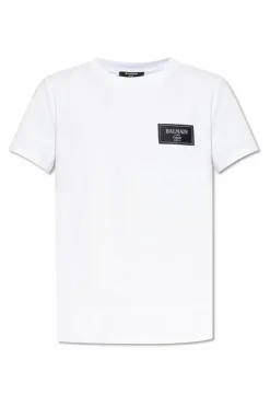 Balmain WHITE T-shirt with logo patch