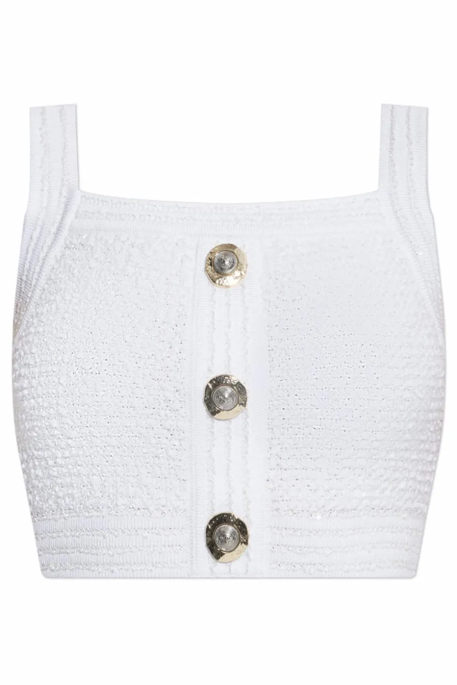 Balmain WHITE Tweed top with straps