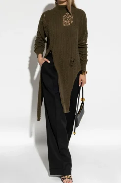 Blumarine GREEN Sweater with distressed effect