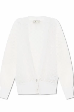Blumarine WHITE Cardigan with mohair trim