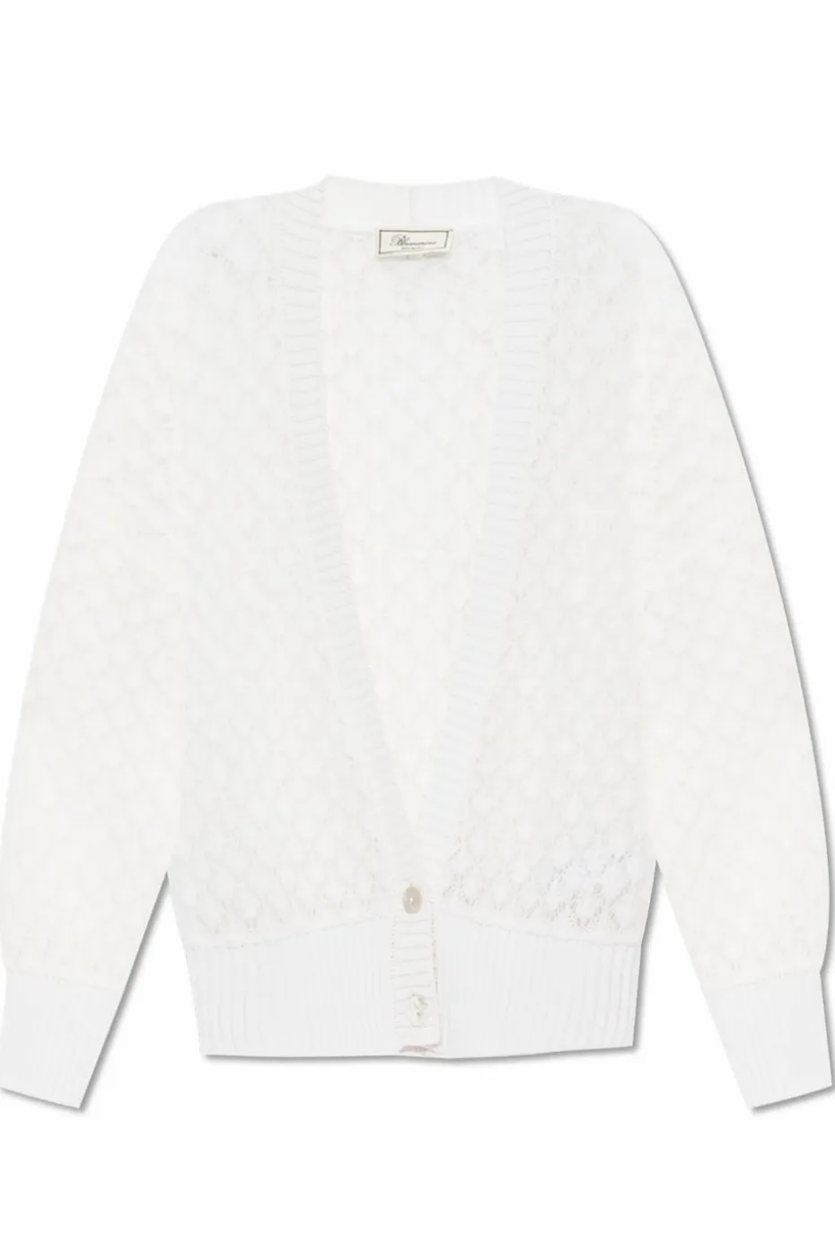 Blumarine WHITE Cardigan with mohair trim