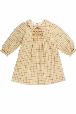 Bonpoint beige Dress with a plaid pattern