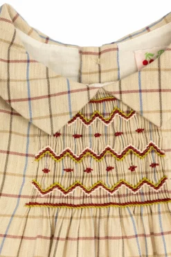 Bonpoint beige Dress with a plaid pattern