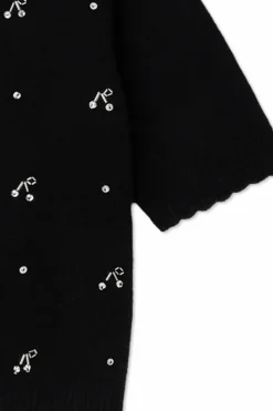 Bonpoint BLACK Sweater with appliqués