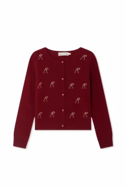 Bonpoint BURGUNDY Cashmere cardigan
