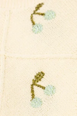 Bonpoint cream Cardigan with cherry motif
