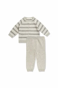Bonpoint GREY Justio set: cardigan and pants