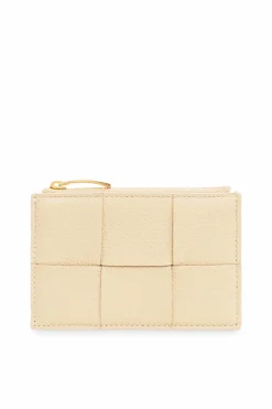 Bottega Veneta beige Card case with Intreccio weave