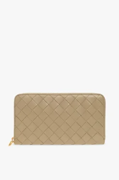 Bottega Veneta beige Intrecciato leather wallet