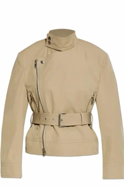 Bottega Veneta beige Jacket with Stand Collar