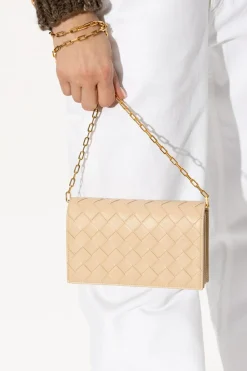 Bottega Veneta beige Leather wallet on chain