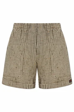 Bottega Veneta beige Plaid pattern shorts