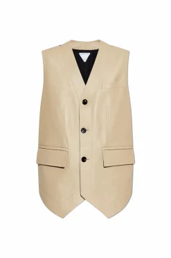 Bottega Veneta beige Vest with leather front
