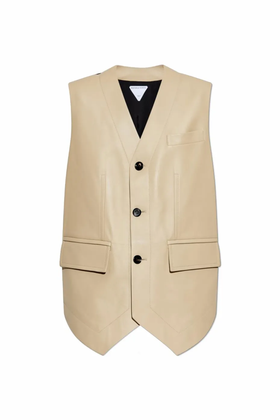 Bottega Veneta beige Vest with leather front
