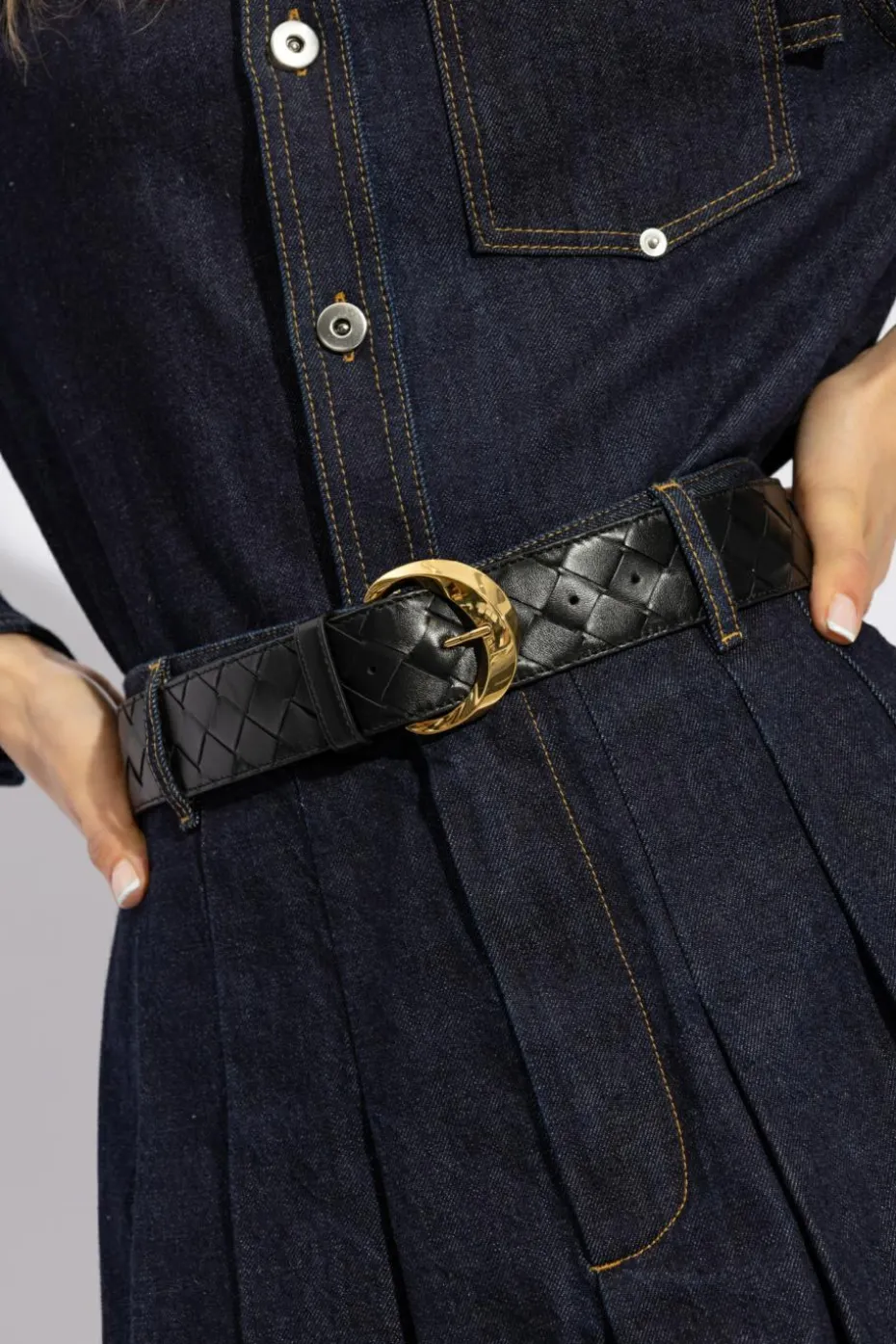Bottega Veneta BLACK Belt with 'Intrecciato' weave
