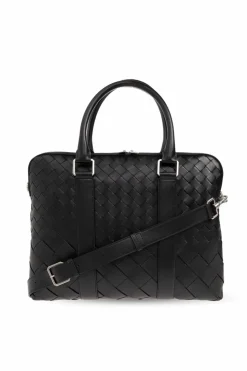 Bottega Veneta BLACK Briefcase with Intrecciato weave