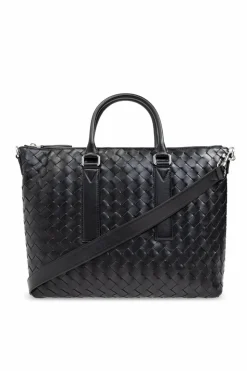 Bottega Veneta BLACK Briefcase Intrecciato Soft