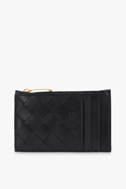 Bottega Veneta BLACK Card case with ‘Intrecciato’ weave