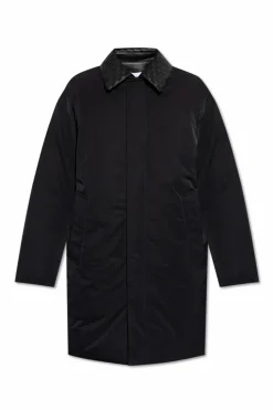 Bottega Veneta BLACK Down jacket with detachable leather collar
